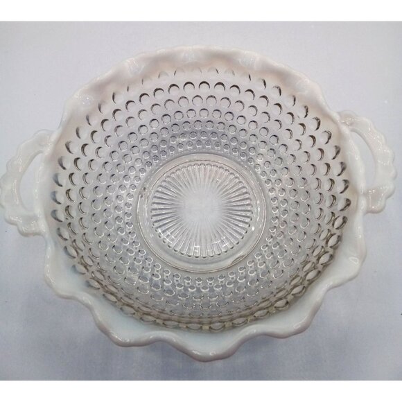 Hobnail Moonstone Ruffled Serving Bowl Dish Milk Rim Candy Depression Glass 6.5" - Picture 16 of 16